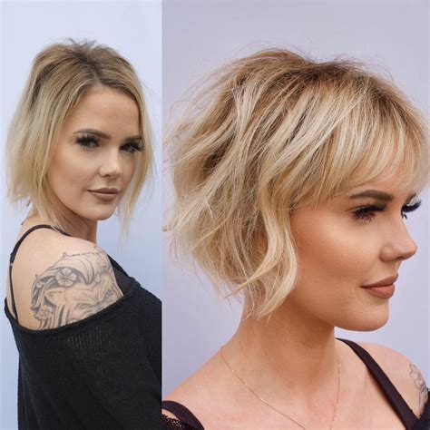 Regardless of how short the length, blunt bob hairstyles, where the <strong>hair</strong> is all chopped to the same length with uniform ends, can make. . Best haircut for very thin hair